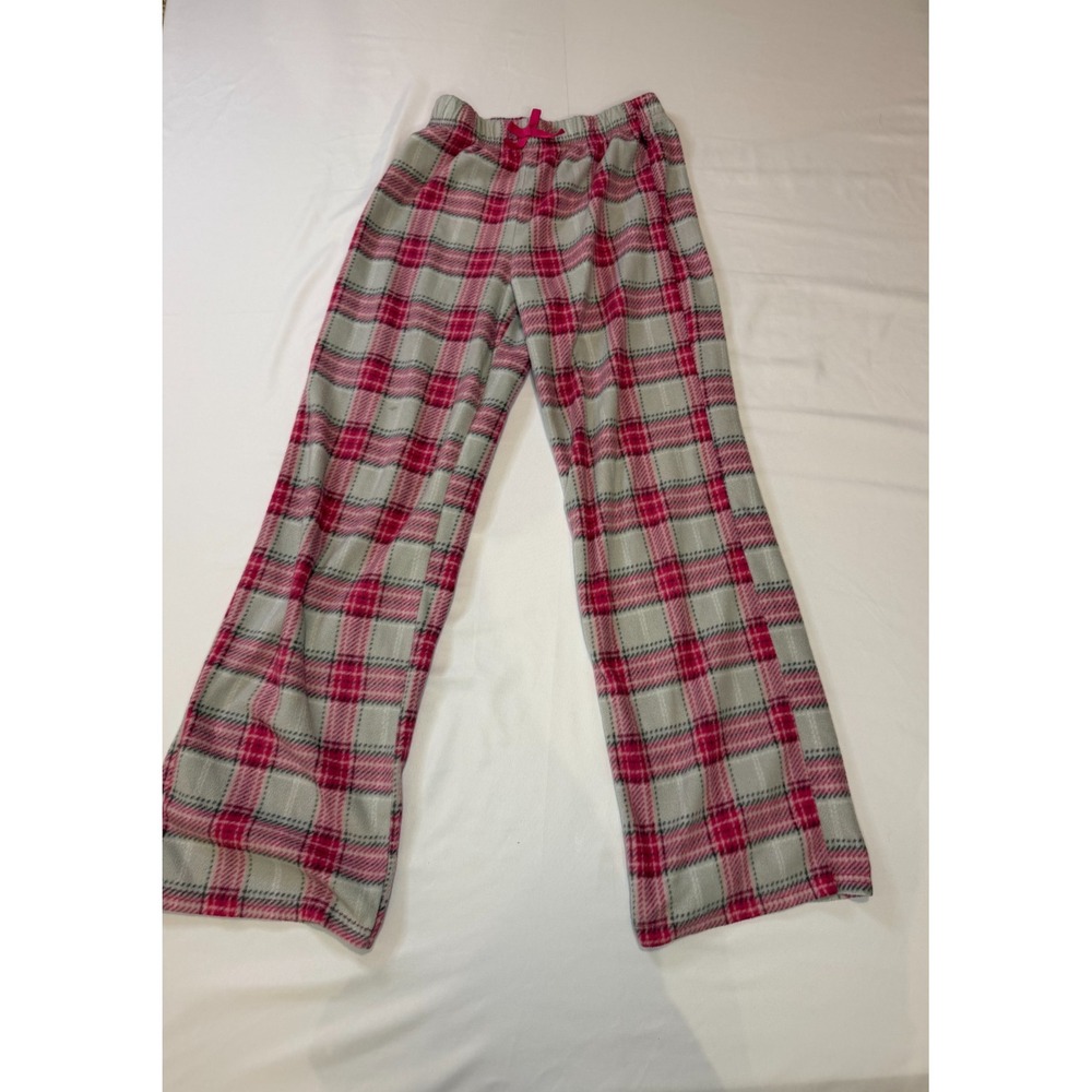 Eddie Bauer Sleepwear Women's Large White Pink Plaid Elastic Drawstring Pants